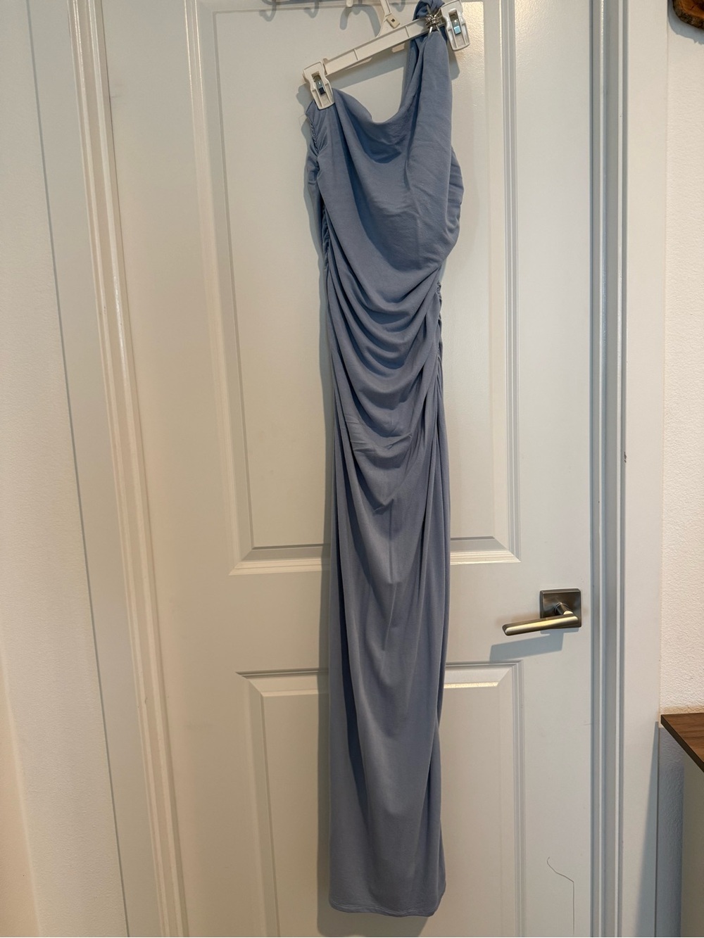 Altar'd State One-Shoulder Ruching Maxi Dress - Dusty Blue